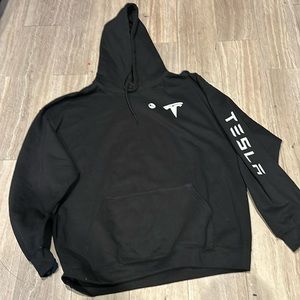 Tesla Logo Hooded Sweater Black Gildan XL